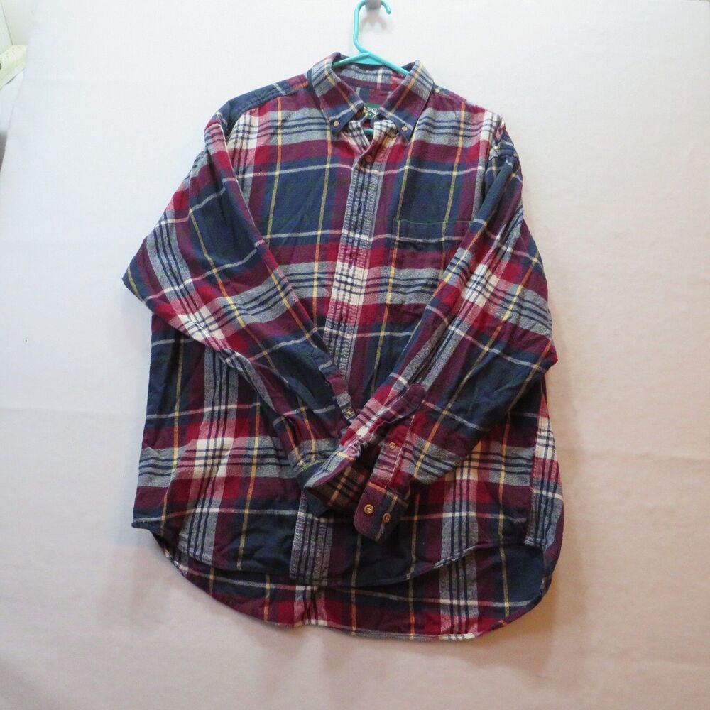 American Eagle Outfitters Flannel Shirt Adult Large Tall Red Blue Long Sleeve